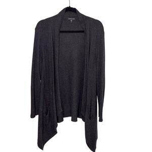 Eileen Fisher Linen Cotton Gray Cascading Cardigan L